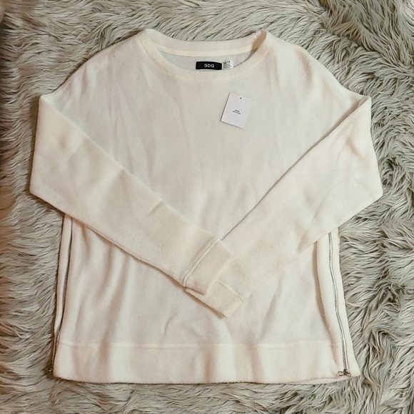 BDG Urban Outfitters White Crew Neck Pullover Sweater Size XS Side Zipper Fleece - Picture 3 of 10